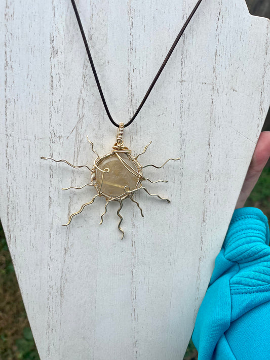 Golden Rutile Sun Pendant