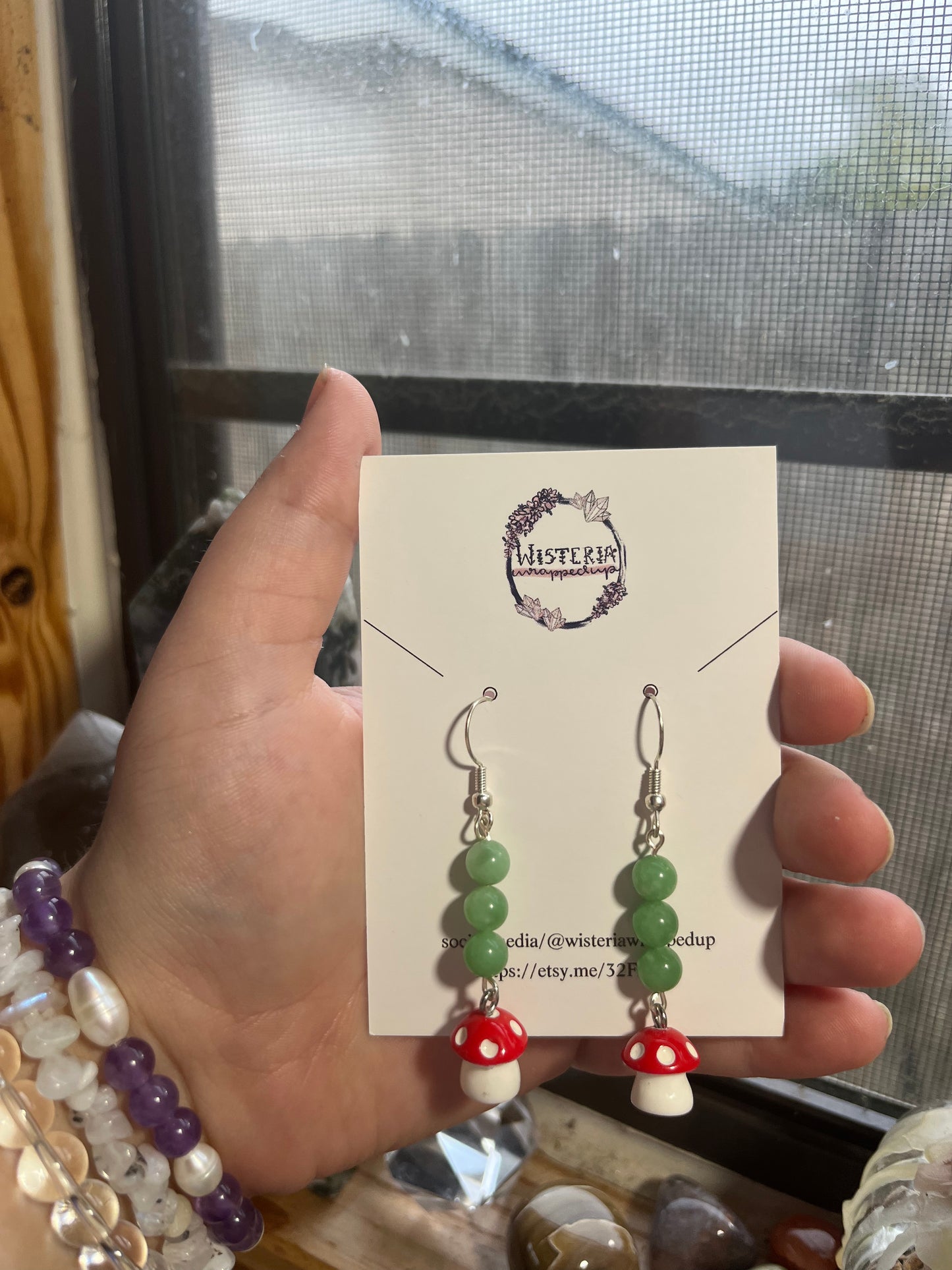 Green Aventurine and Mushy Earrings