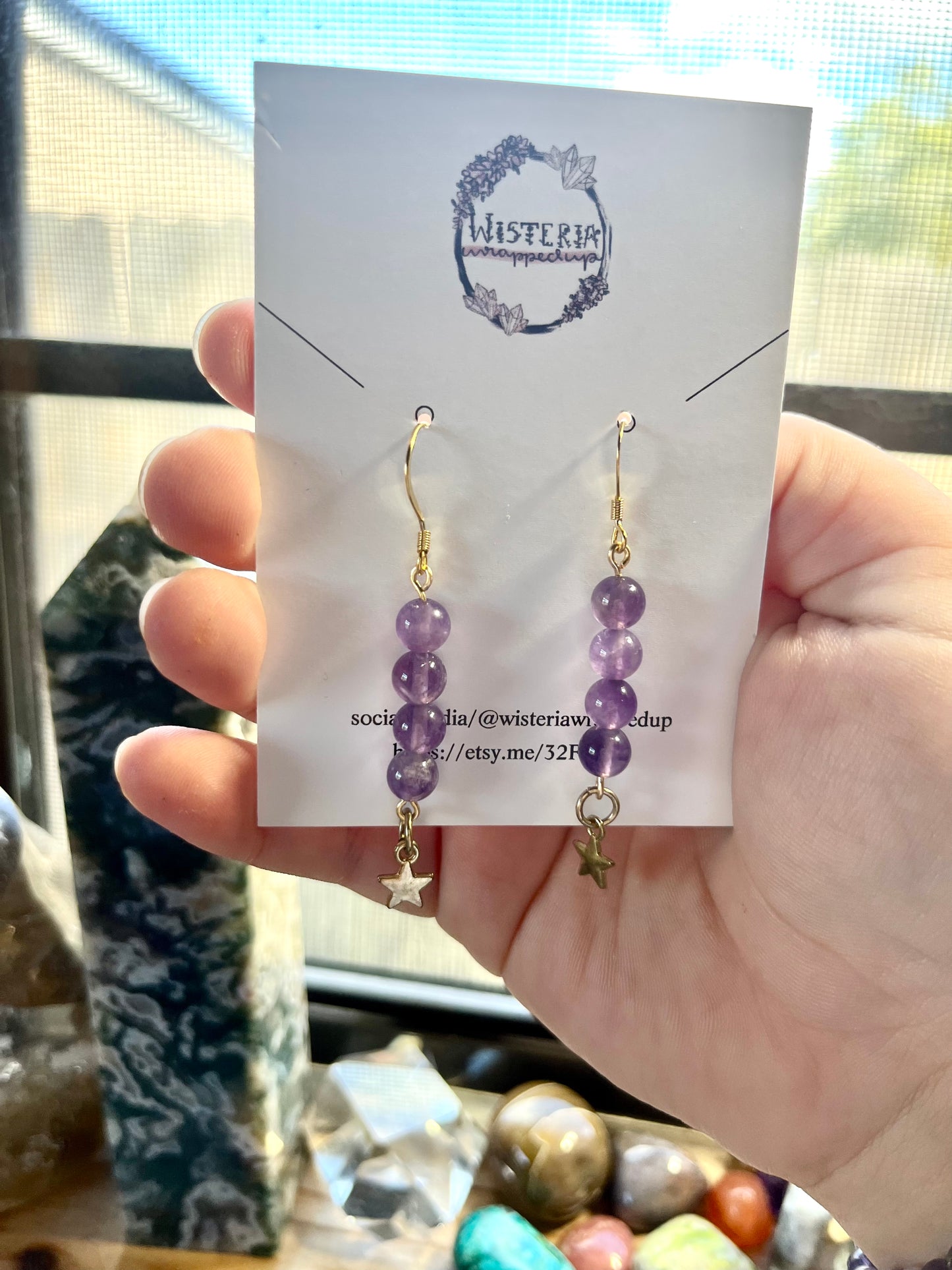 Amethyst Star Earrings