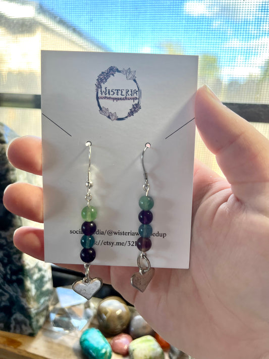 Fluorite Heart Earrings