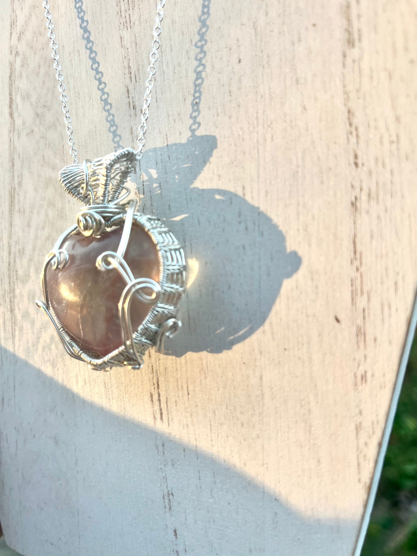 Wire Wrapped Fluorite Heart Pendant