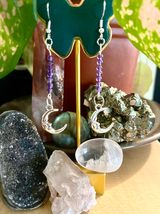 Amethyst Moon Dangle Earrings